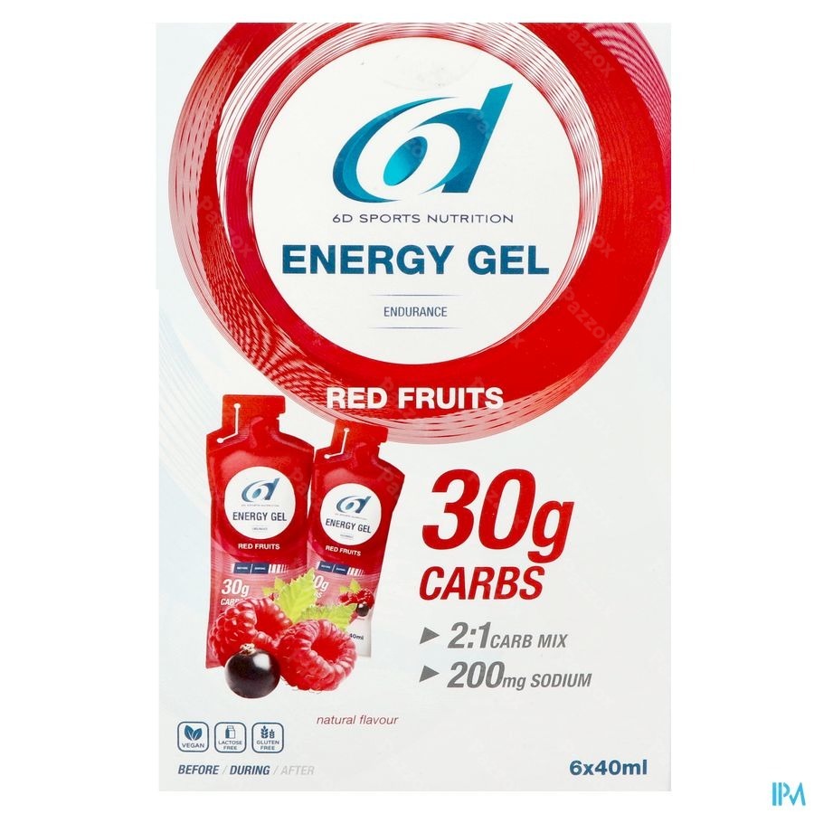 6d Sports Nutrition Energy Gel Fruits Rouges 6x40ml