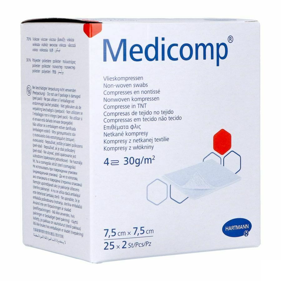 Medicomp Cp Ster 4pl 7,5x7,5cm 30g 25x2