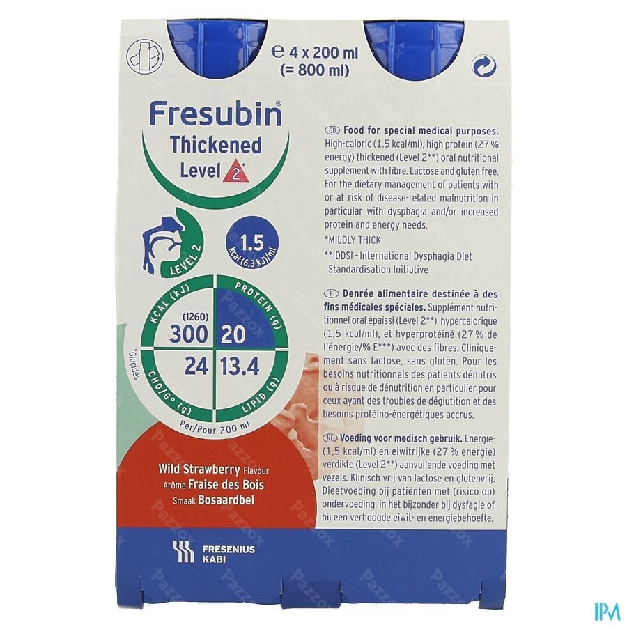 Fresubin Thickened Level 2 Drink Fraise 4x200ml