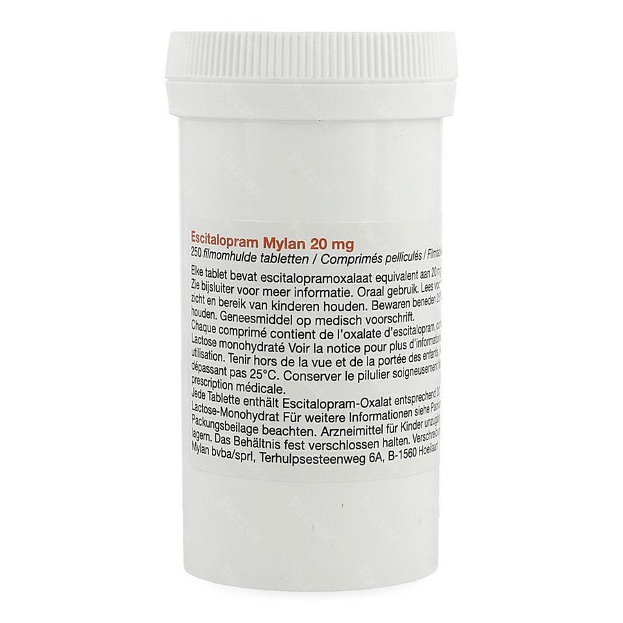 Escitalopram Mylan 20mg Comp Pell 250 Pot