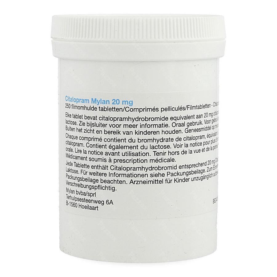 Citalopram Mylan 20mg Comp Pell 250 Pot