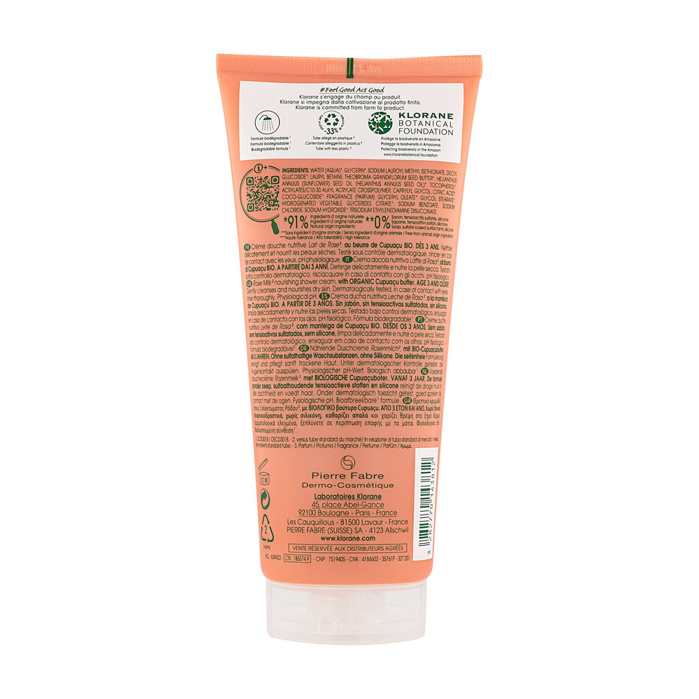 Klorane Corps Douche Cr Lait Rose 200ml Nf