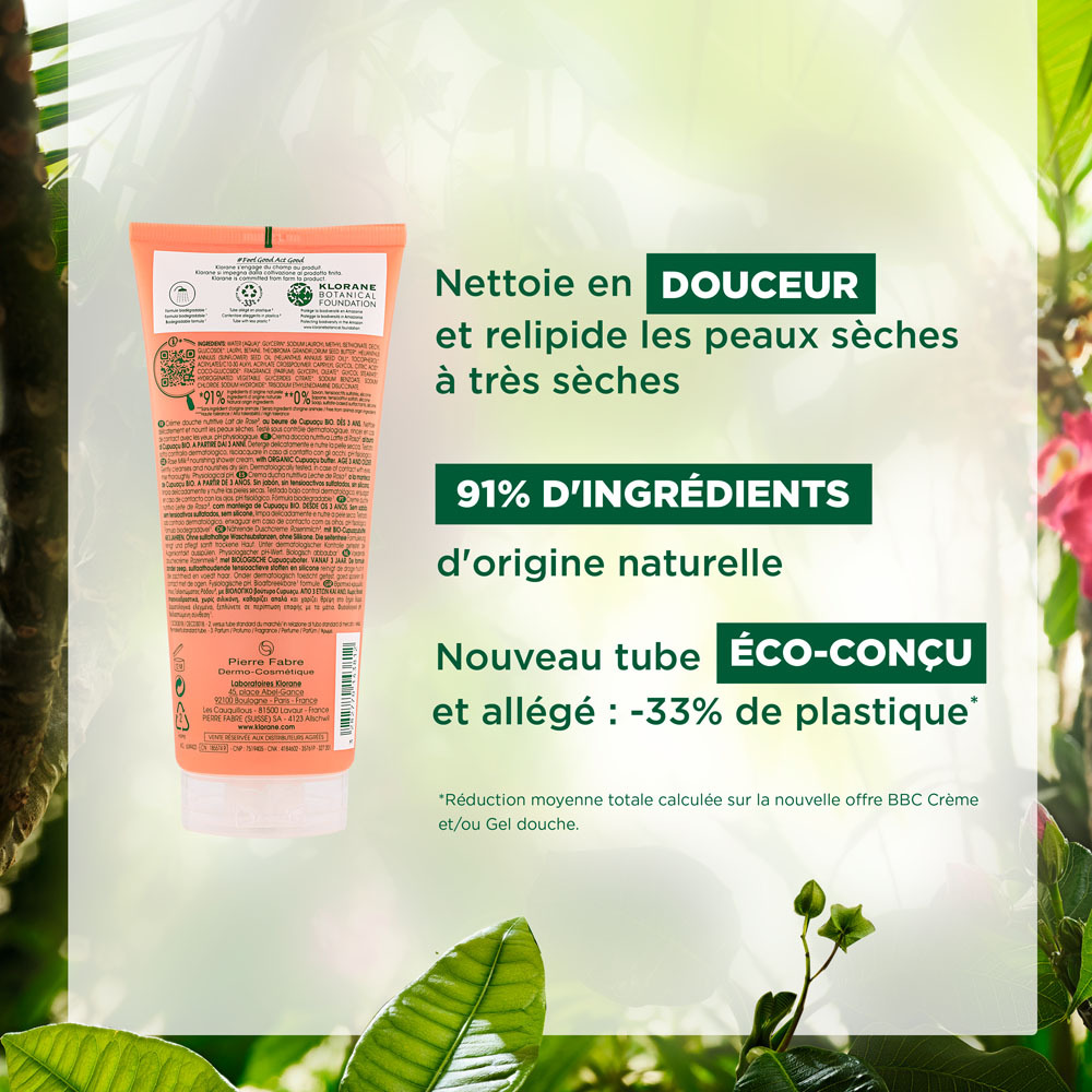 Klorane Corps Douche Cr Lait Rose 200ml Nf