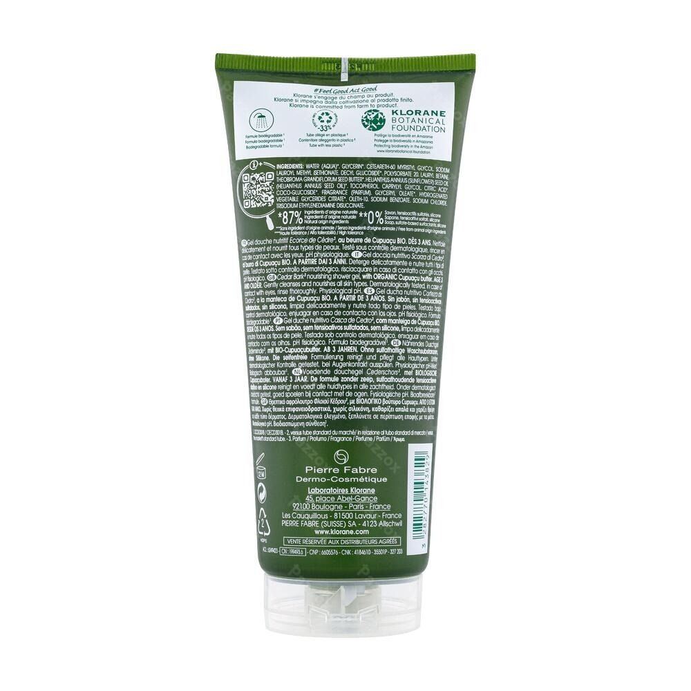 Klorane Corps Douche Gel Ecorce Cedre 200ml
