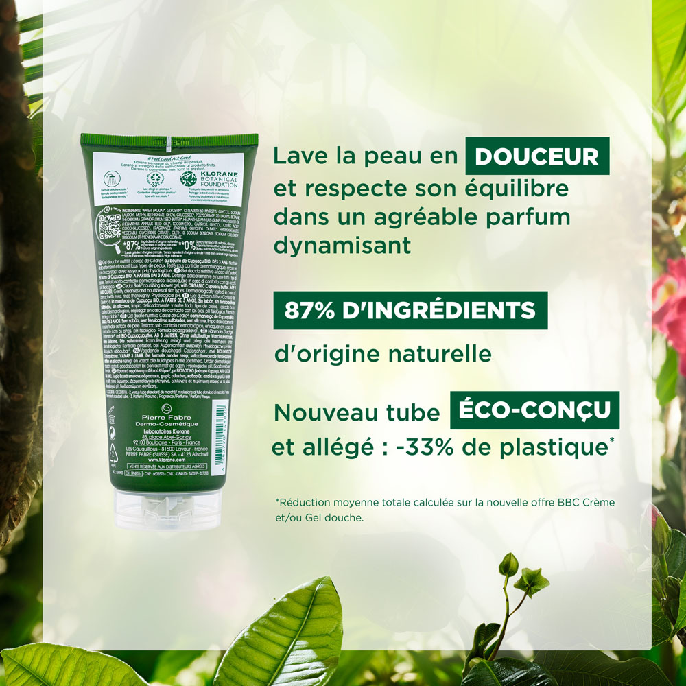 Klorane Corps Douche Gel Ecorce Cedre 200ml