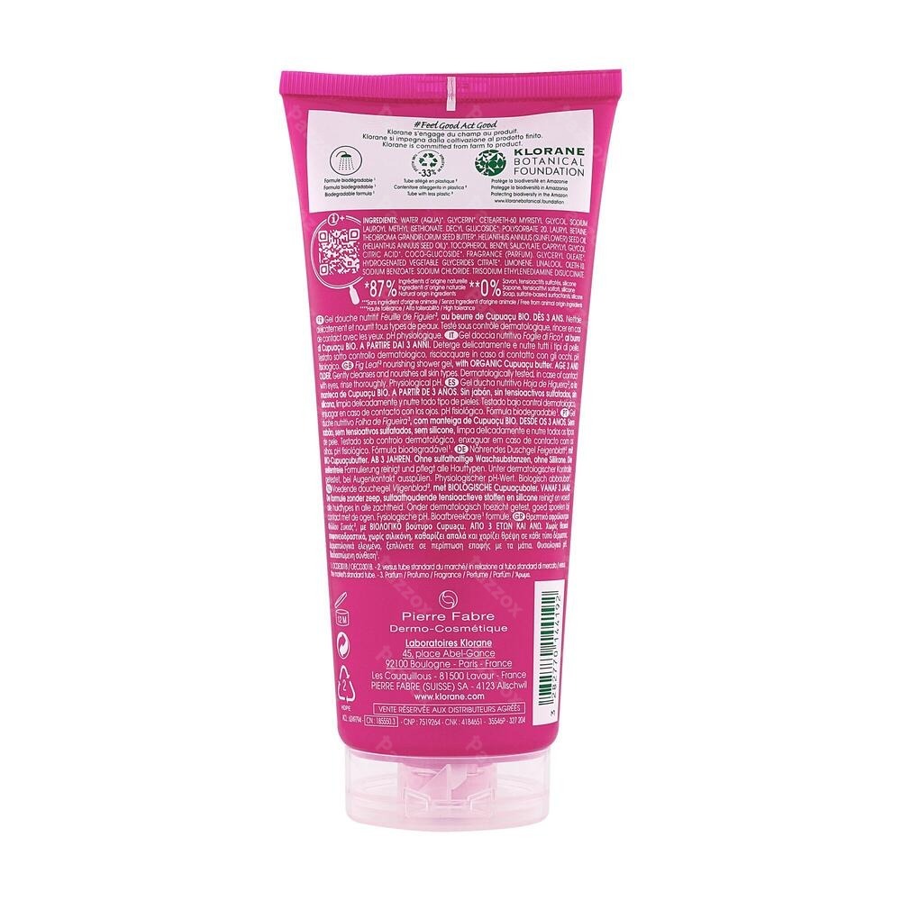 Klorane Corps Douche Gel Feuille Figuier 200ml