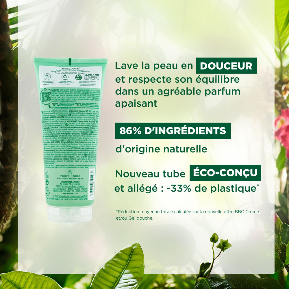 Klorane Gel Douche Sève Bambou 200ml
