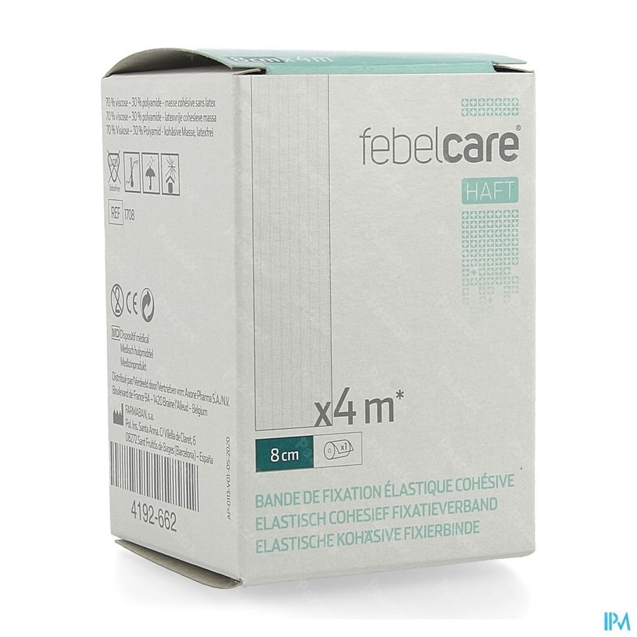Febelcare Haft Bande Fix. Elastiq. Cohesive 8cmx4m