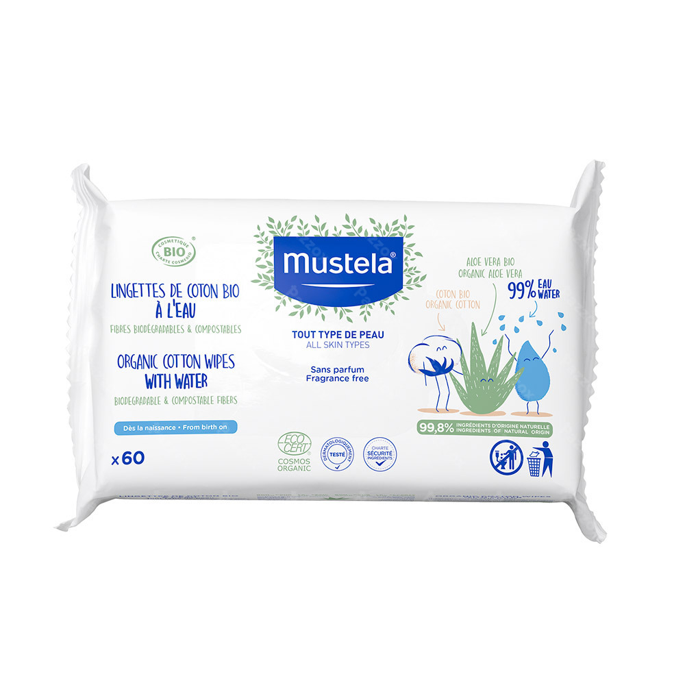 Mustela Lingettes De Coton Bio A L Eau
