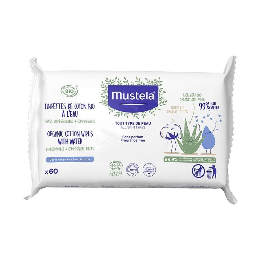 Mustela Lingettes De Coton Bio A L Eau