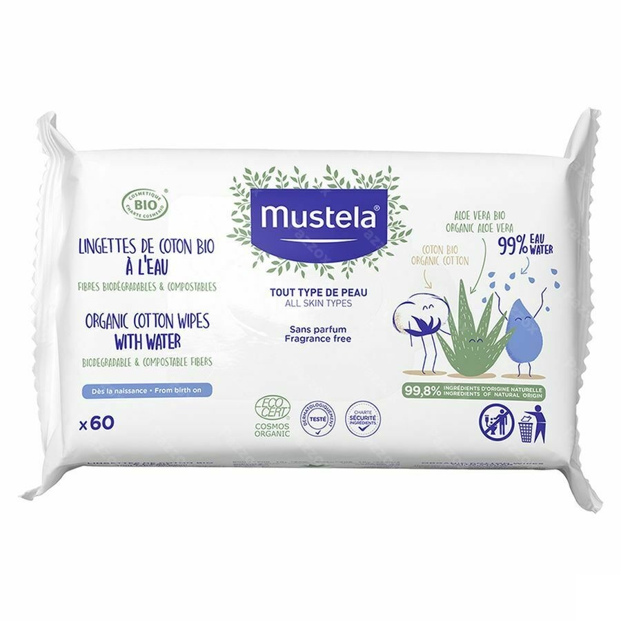 Mustela Lingettes De Coton Bio A L Eau
