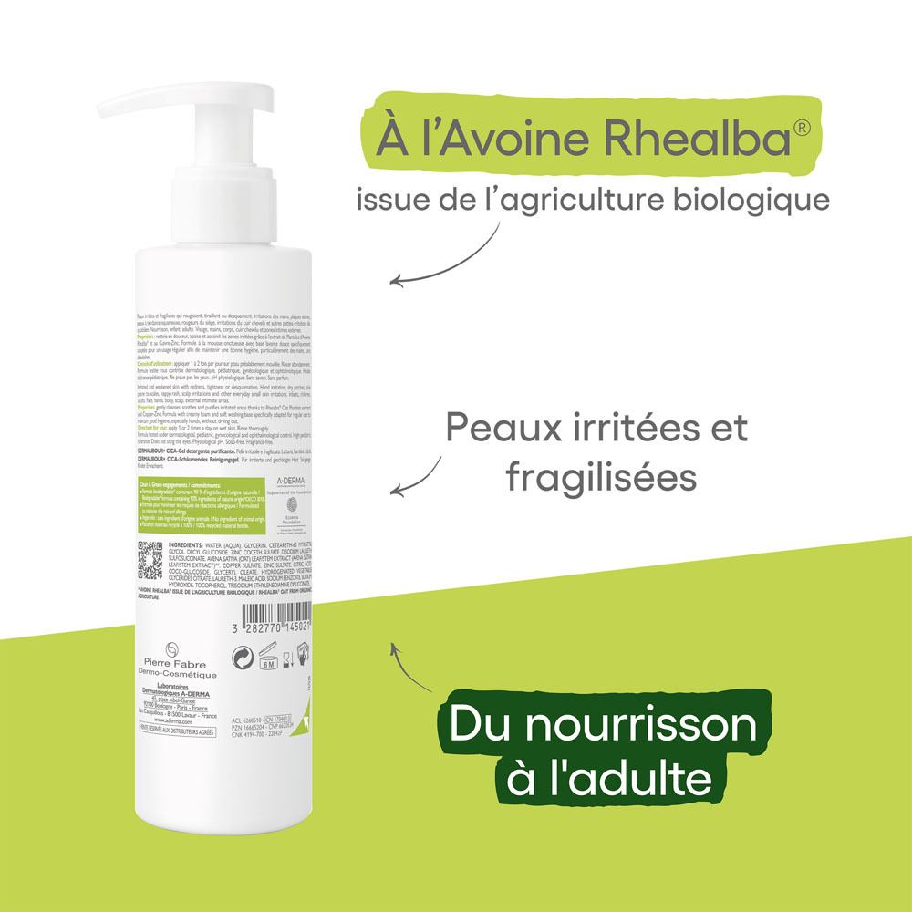 A-Derma Dermalibour+ Cicagel Moussant 200ml