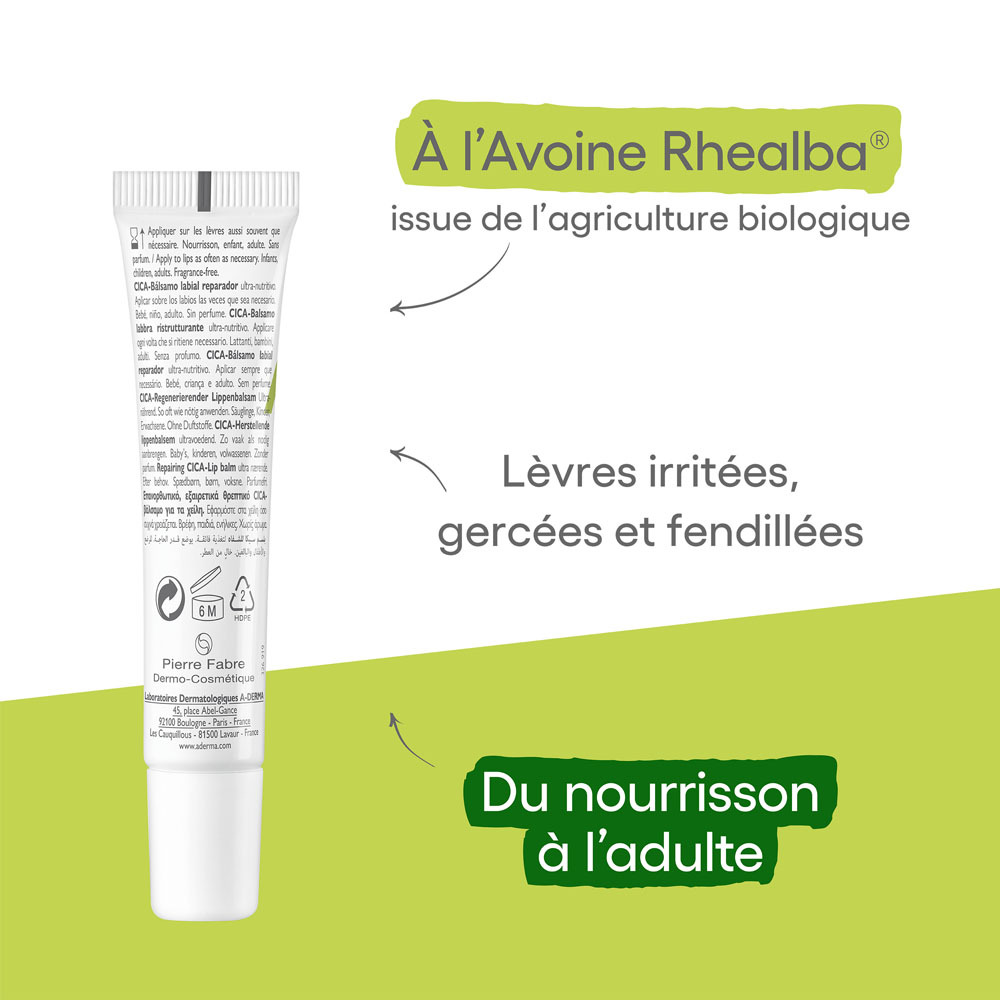 A-Derma Dermalibour+Cicabalsem Lèvres 15ml