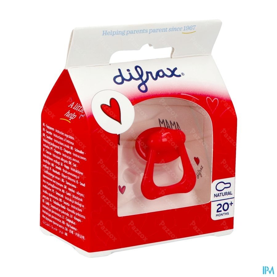 Difrax Sucette Natural 20m+ I Love Assorti