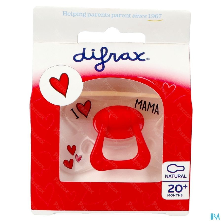 Difrax Sucette Natural 20m+ I Love Assorti