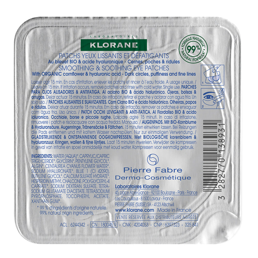 Klorane Visage Bleuet Patchs Defatig. Express 1x2