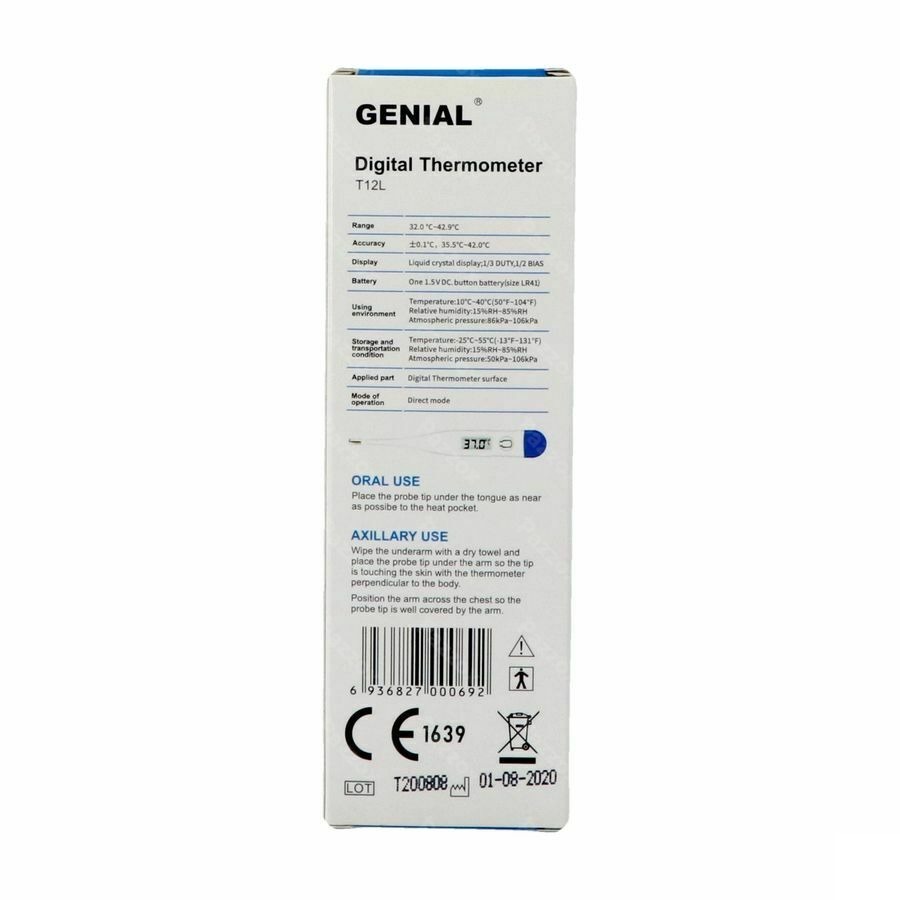 Genial Thermometre Digital T12l Rigid Tip