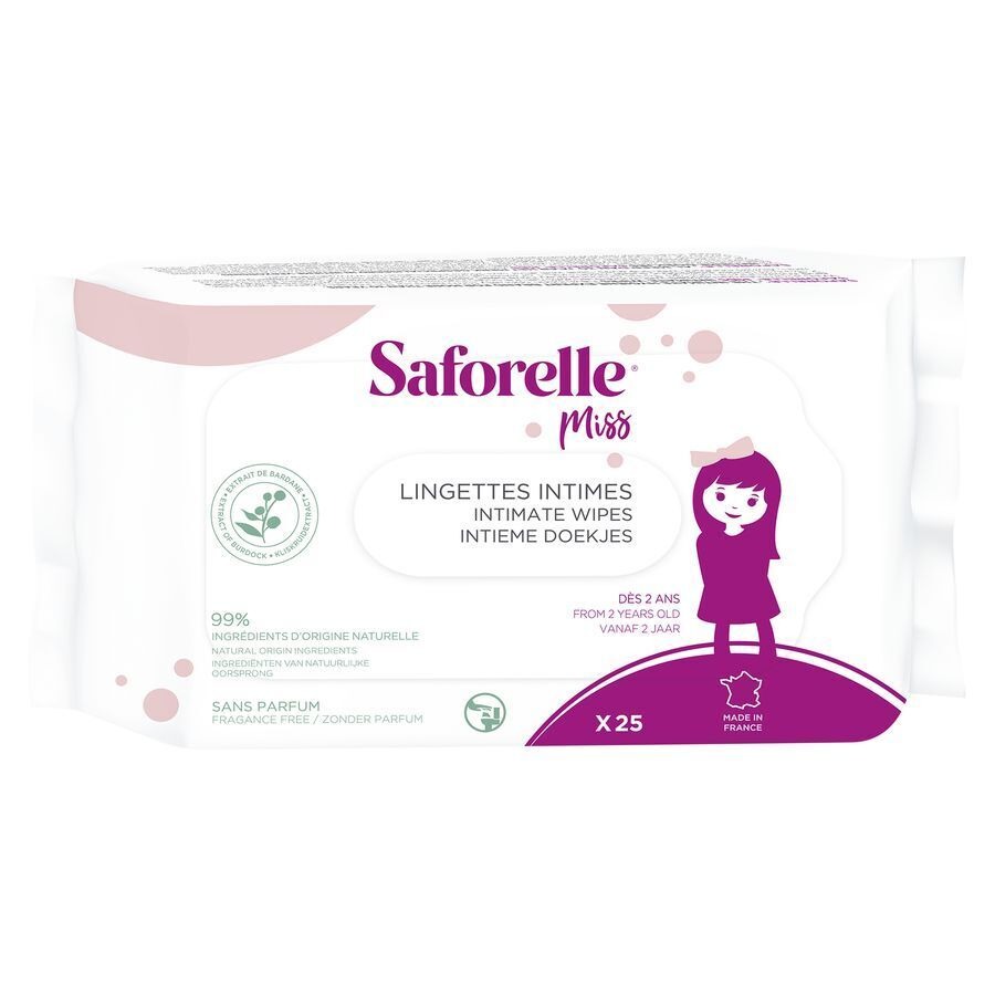 Saforelle Miss 25 Lingettes Intimes Compostable