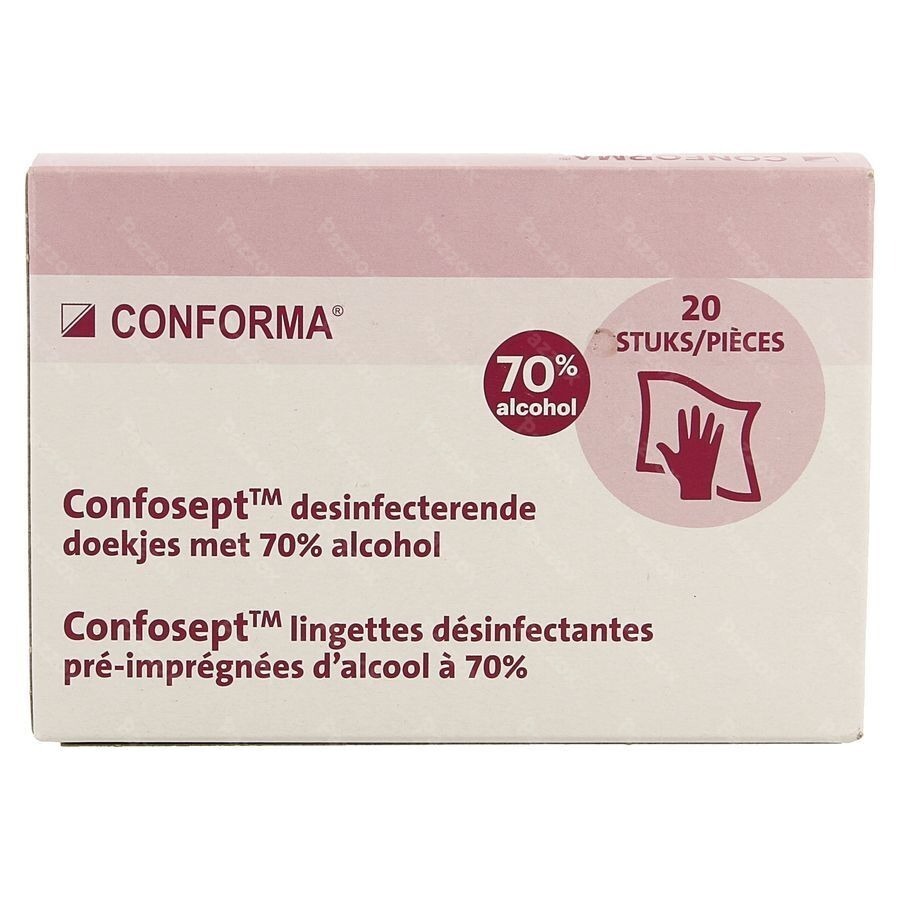 Confosept Lingettes Desinfect. 70% Alcool 20 Aca