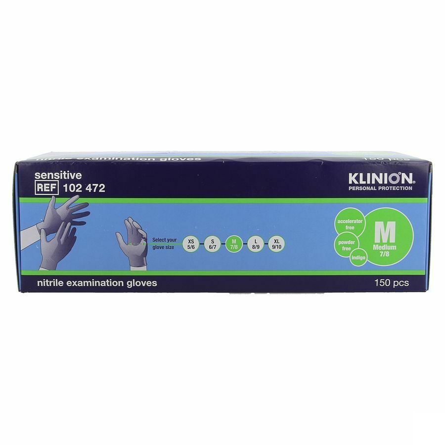 Klinion Gants Nitrile 24cm Indigo M 150