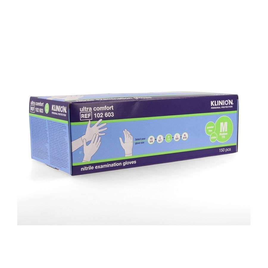 Klinion Gants Nitrile 24cm Blanc M 150