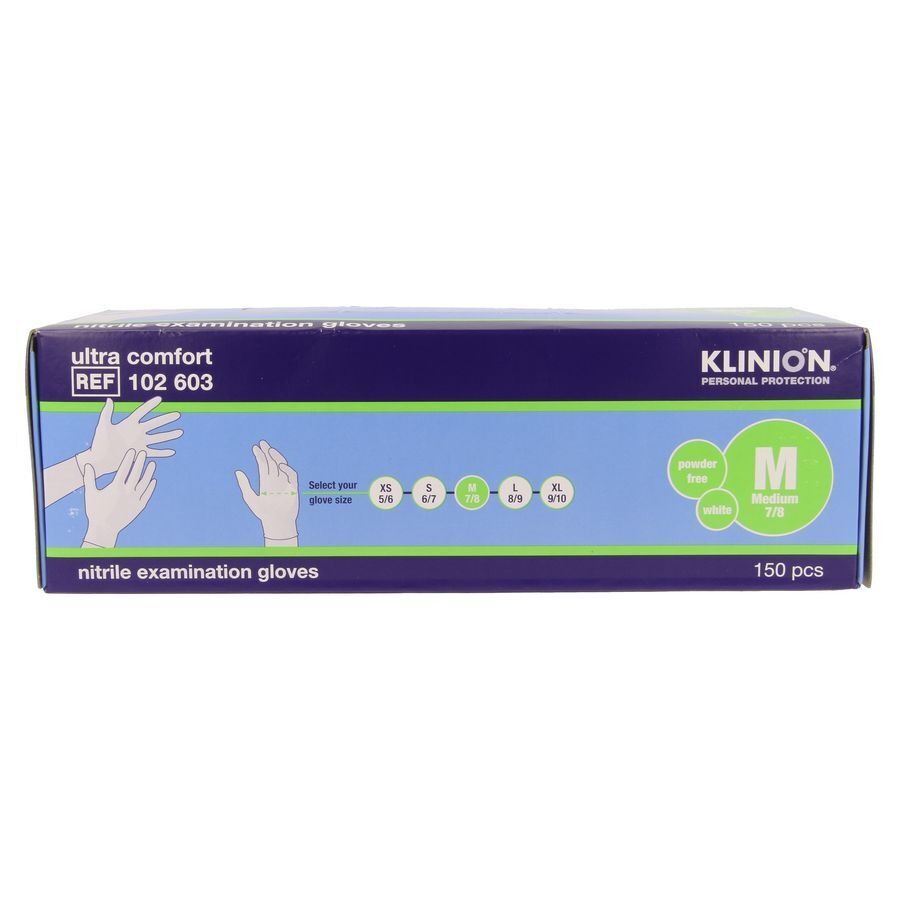 Klinion Gants Nitrile 24cm Blanc M 150