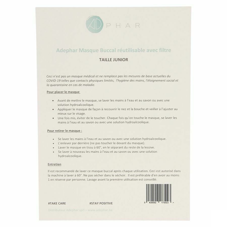 Masque Buccal Reutilisable Filtre Junior