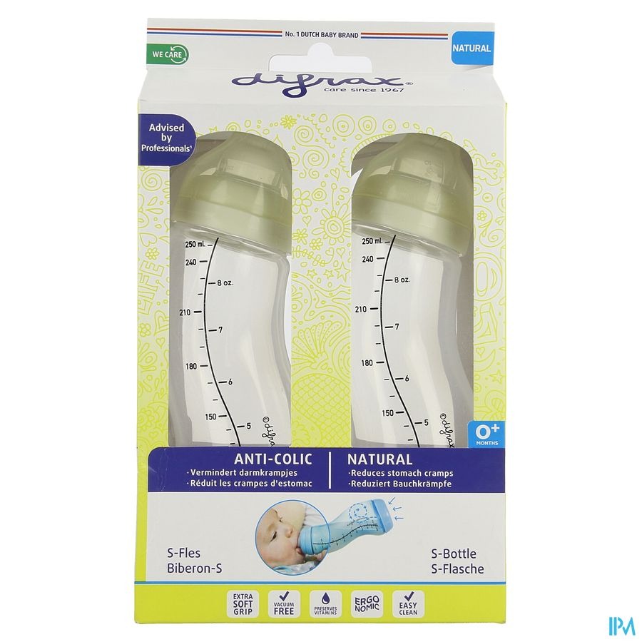 Difrax Biberon-s Natural Creme/creme 250ml 2pack