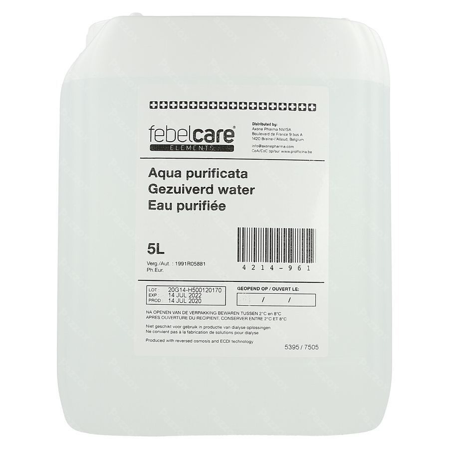 Eau Purifiee (aqua Purificata) 5l Febelcare