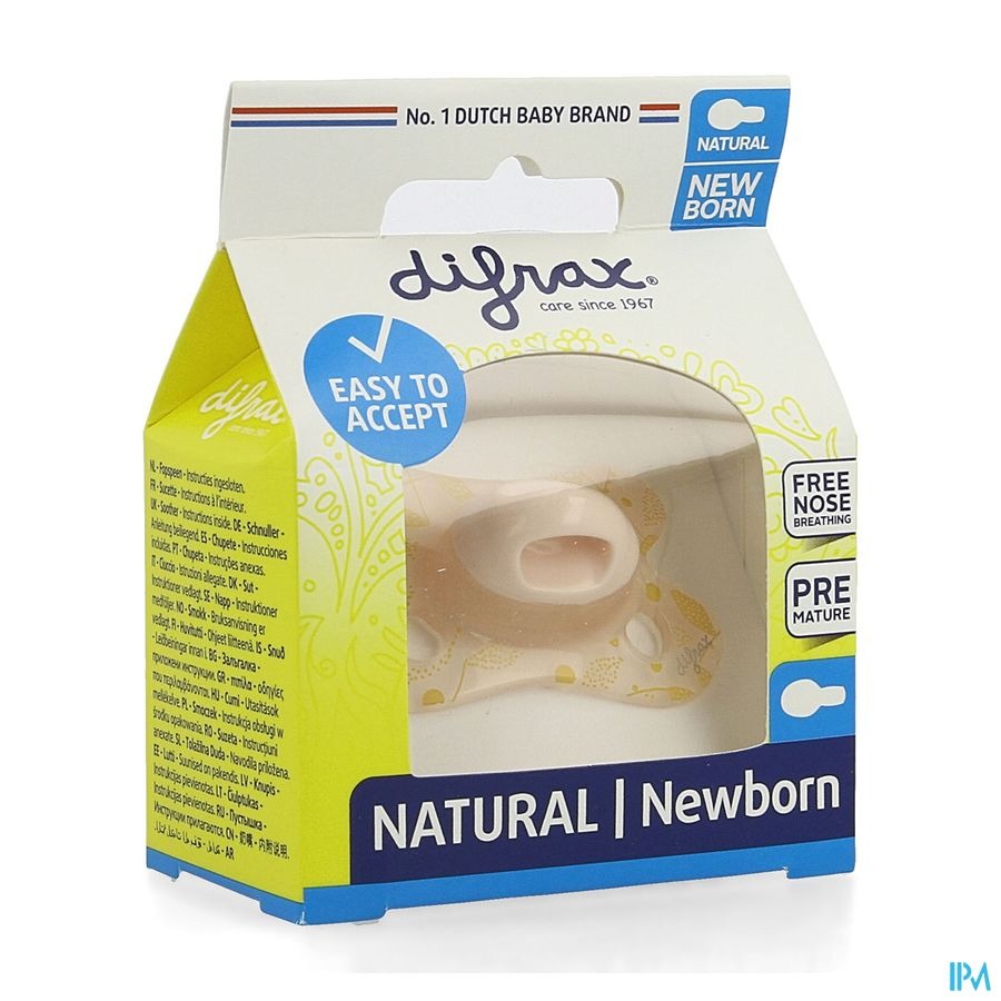 Difrax Sucette Natural Newborn Rose-dessin