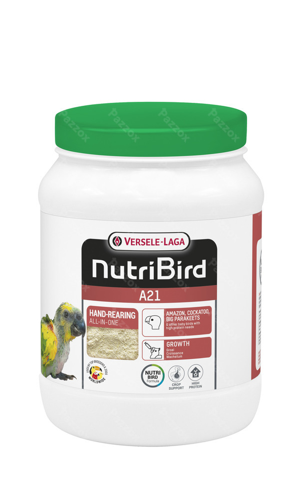 Nutribird A21 800g Aliment D'élevage à la Main Amazones, Cacatoès et Grandes Perruches + Autres Bébés Oiseaux Ayant Des Besoins Elevés en Protéines 800 g