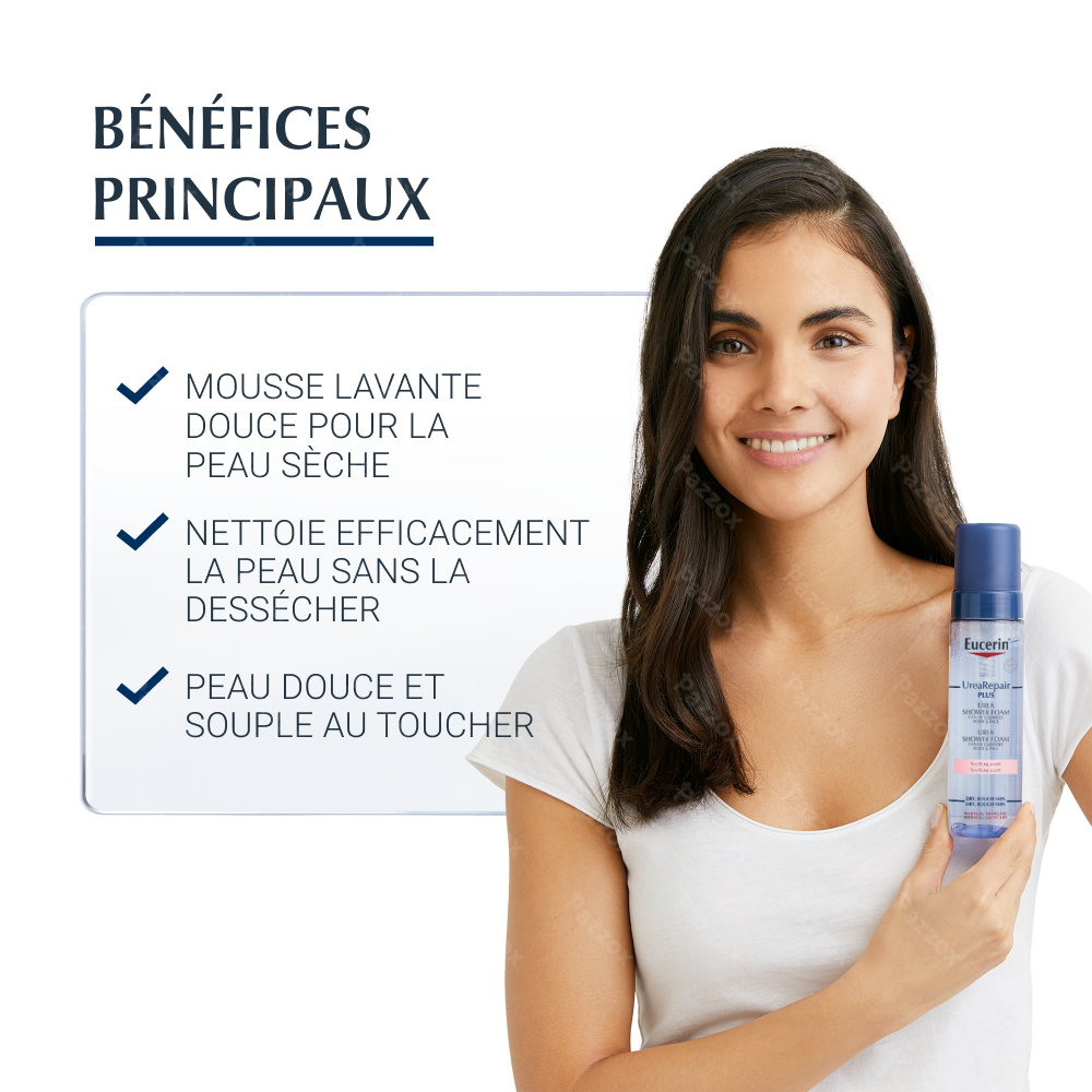 Eucerin UreaRepair Plus 5% Mousse Lavante à l'Urée Peau Sèche et Rugueuse Visage et Corps avec parfum 200ml