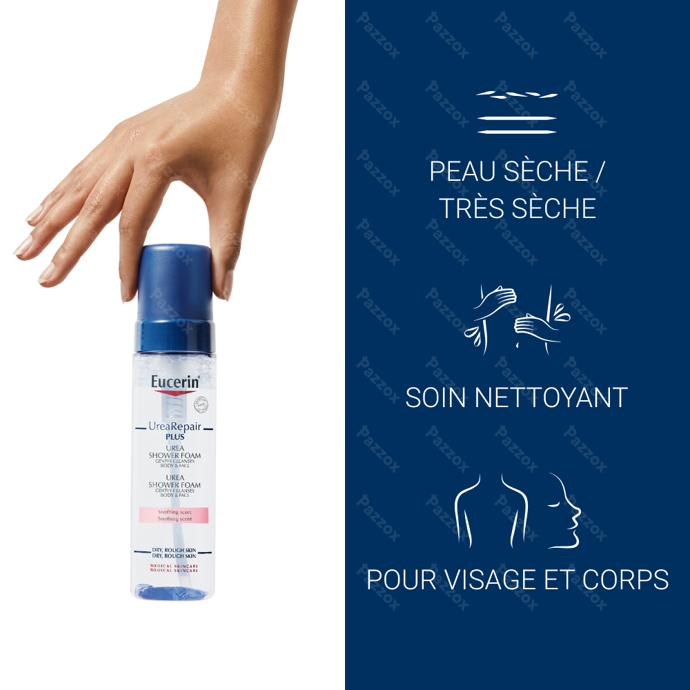 Eucerin UreaRepair Plus 5% Mousse Lavante à l'Urée Peau Sèche et Rugueuse Visage et Corps avec parfum 200ml