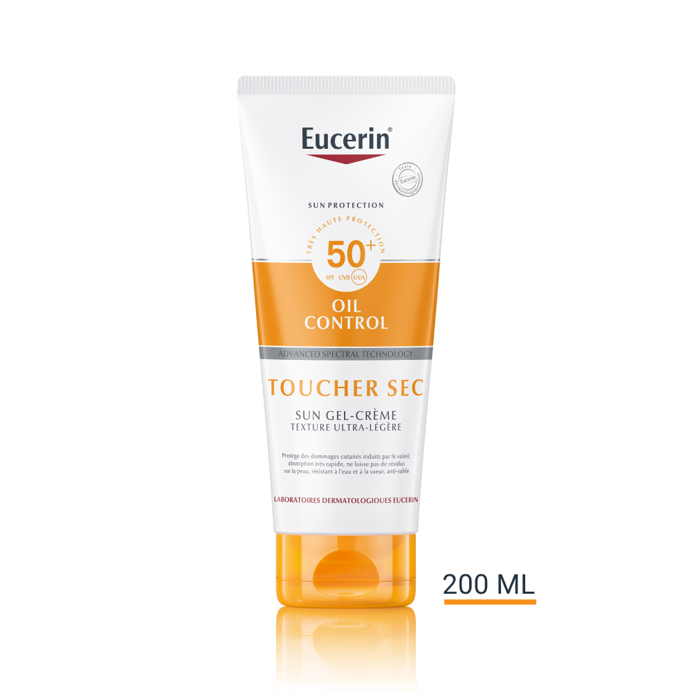 Eucerin Sun Oil Control SPF 50+ Toucher Sec Gel-Crème Texture Ultra-Légère Tube 200ml 