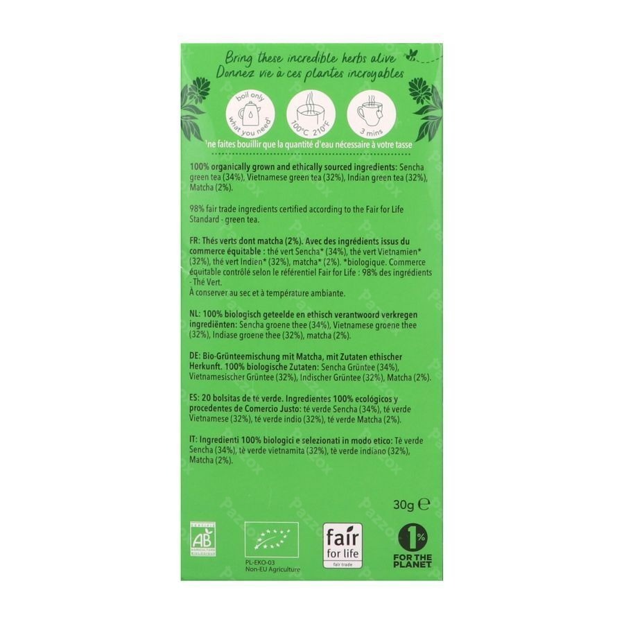 Pukka Bio Supreme Matcha Green Sach 20