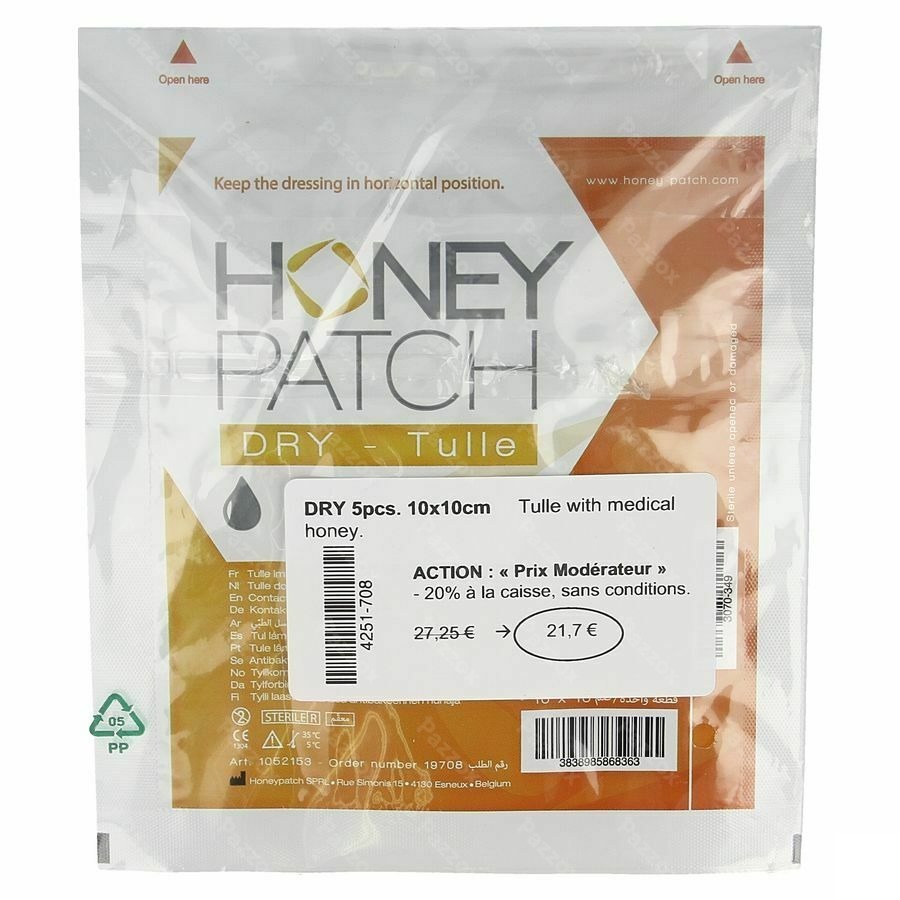 Honeypatch Dry Miel Cicatr.7g+tulle Ster.10x10cm 5