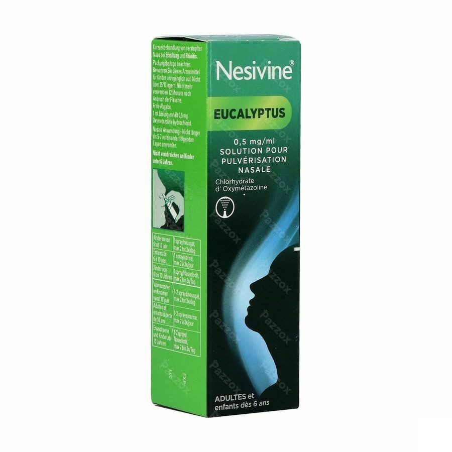 Nesivine Eucalyptus 0.5mg/ml Spray Nasal 15ml - Pazzox