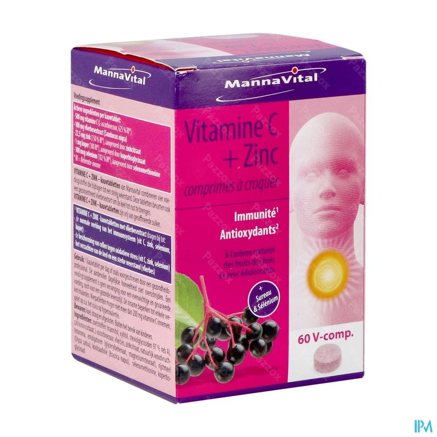 Mannavital Vitamine C + Zinc 60 Comprimés à Croquer