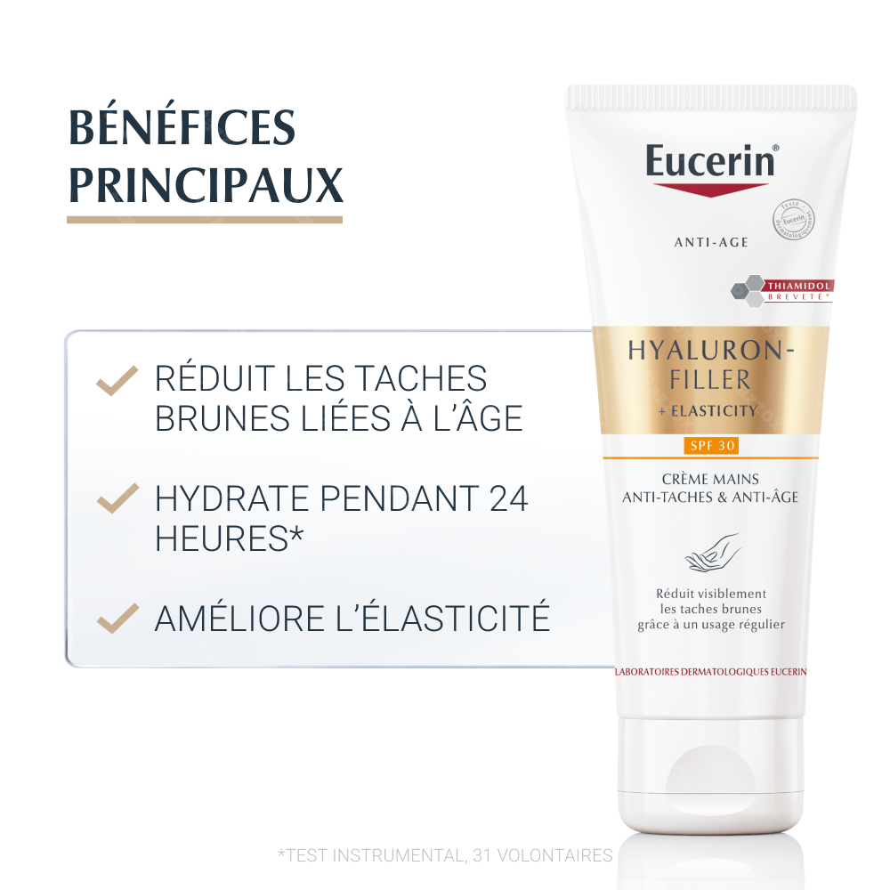 Eucerin Hyaluron-Filler + Elasticity Crème Mains Anti-Taches et Anti-Age SPF30 75ml