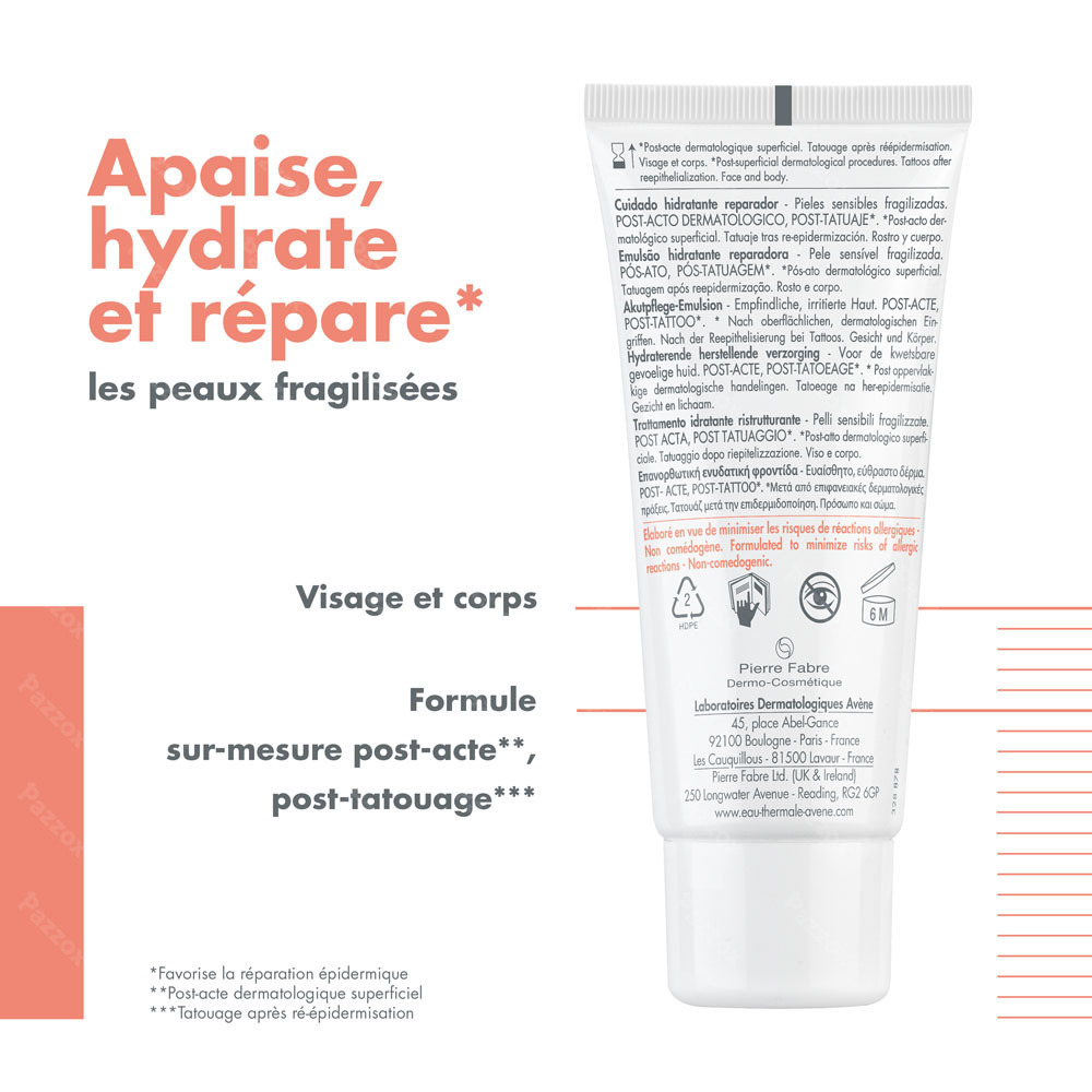 Avène Cicalfate+ Soin hydratant réparateur, Post acte, Peau sensible fragilisée 40ml