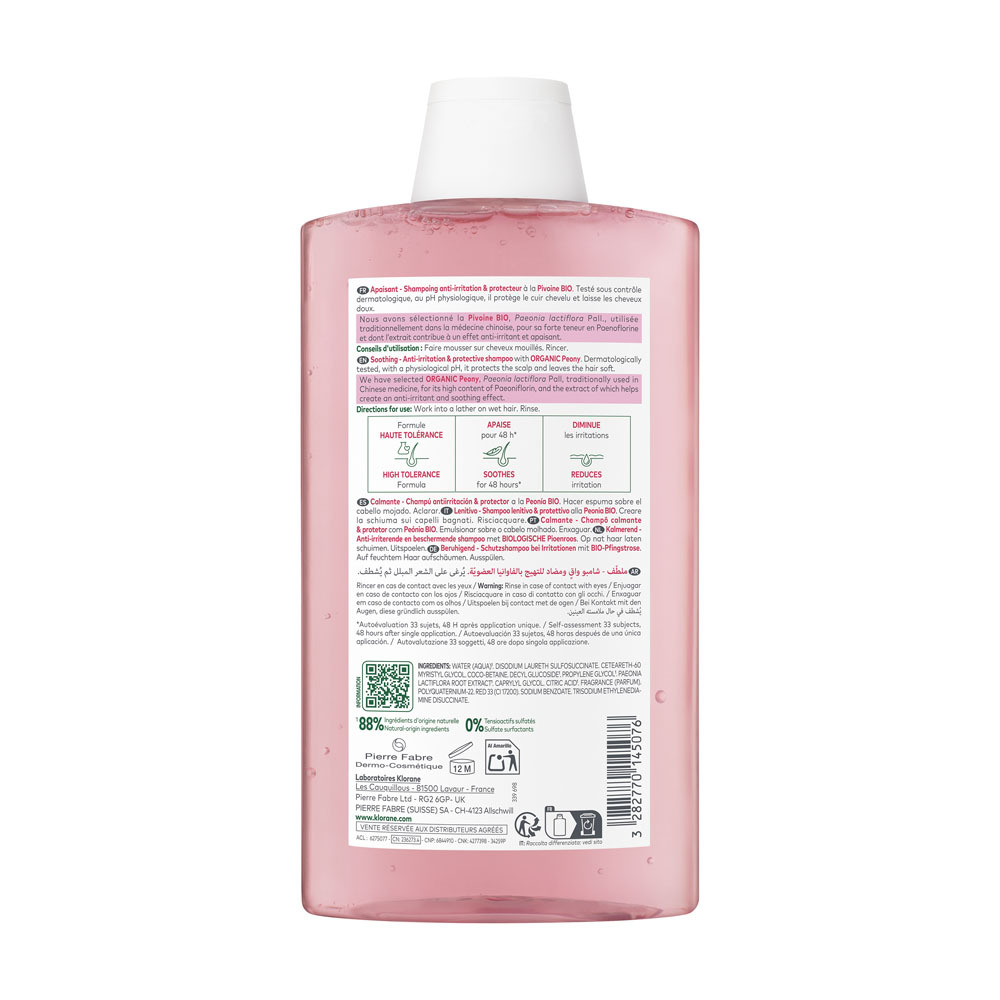 Klorane Capillaire Shampooing Pivoine Bio 400ml