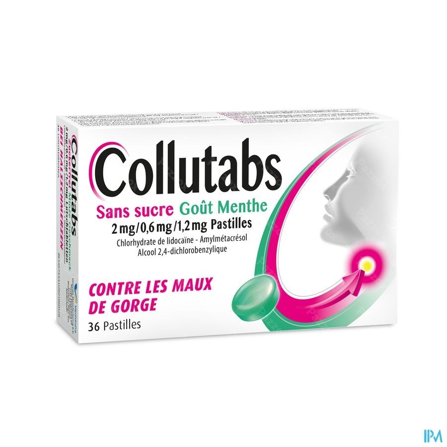 Collutabs S/sucre Menthe 2mg/0,6mg/1,5mg Pastil 36