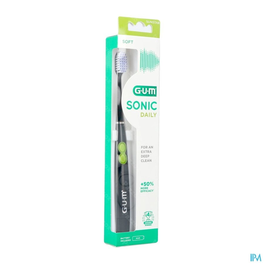 Gum Sonic Daily Brosse Dents Pile Noir