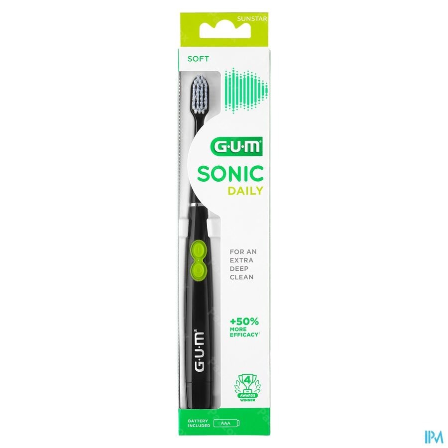 Gum Sonic Daily Brosse Dents Pile Noir