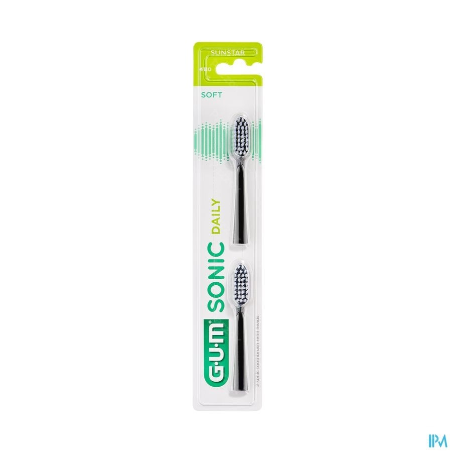 Gum Sonic Daily Brosse Dents Pile Tetesbrosse Noir