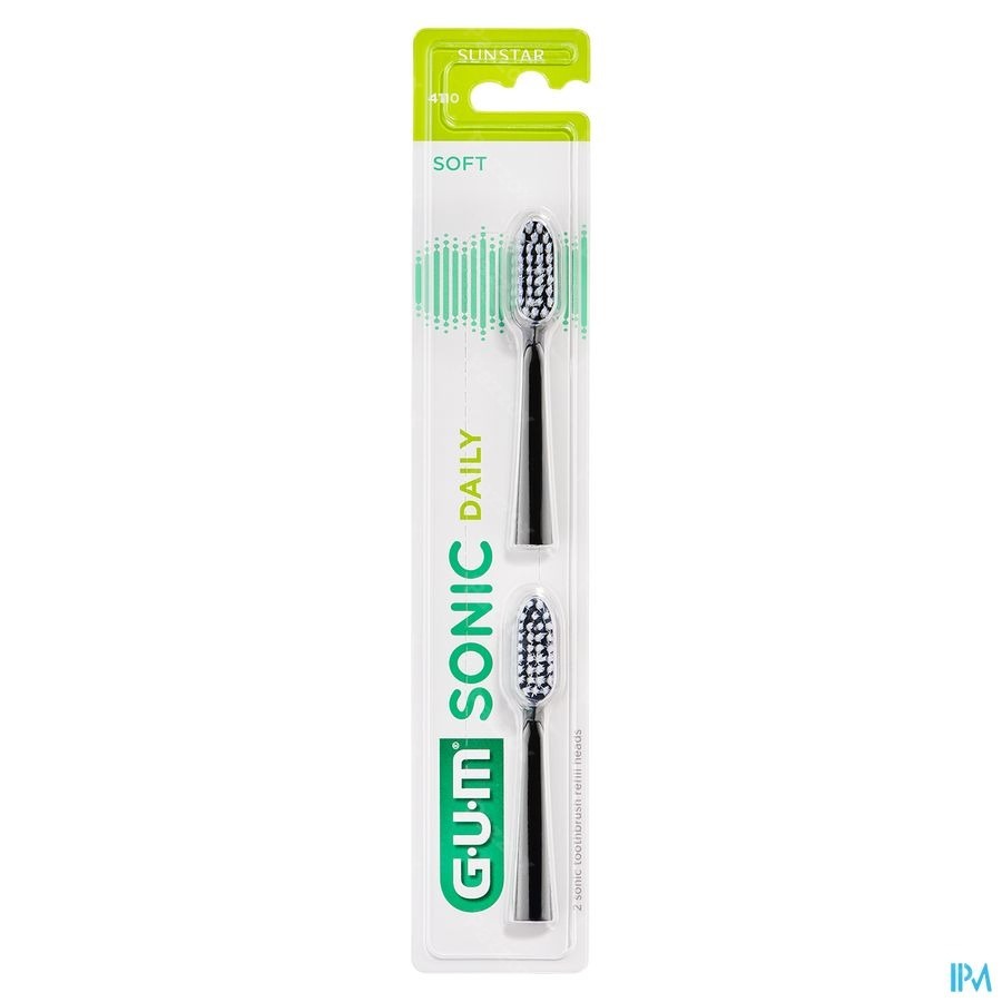 Gum Sonic Daily Brosse Dents Pile Tetesbrosse Noir