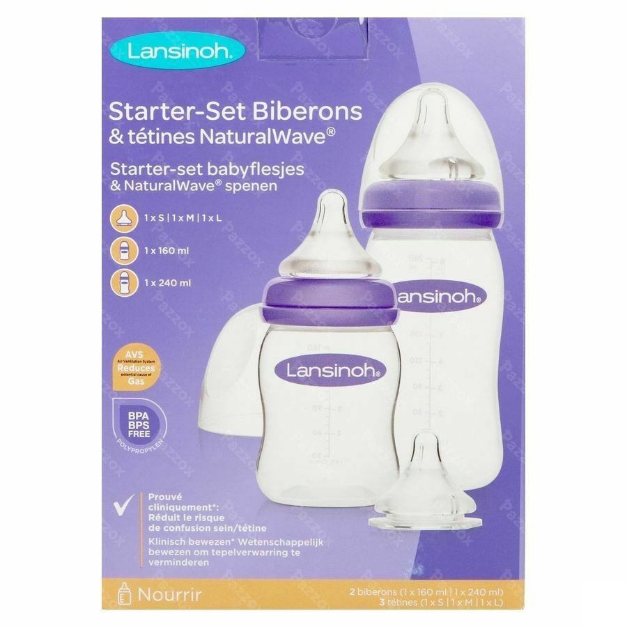 Lansinoh Starter-Set Biberons et Tétines Natural Wave