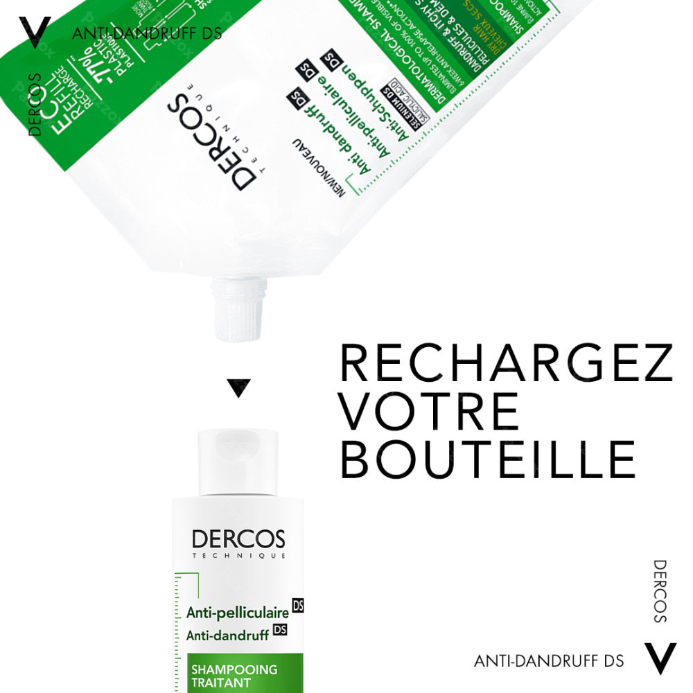 Vichy Dercos Shampooing Anti-Pelliculaire Cheveux Secs Refill 500ml