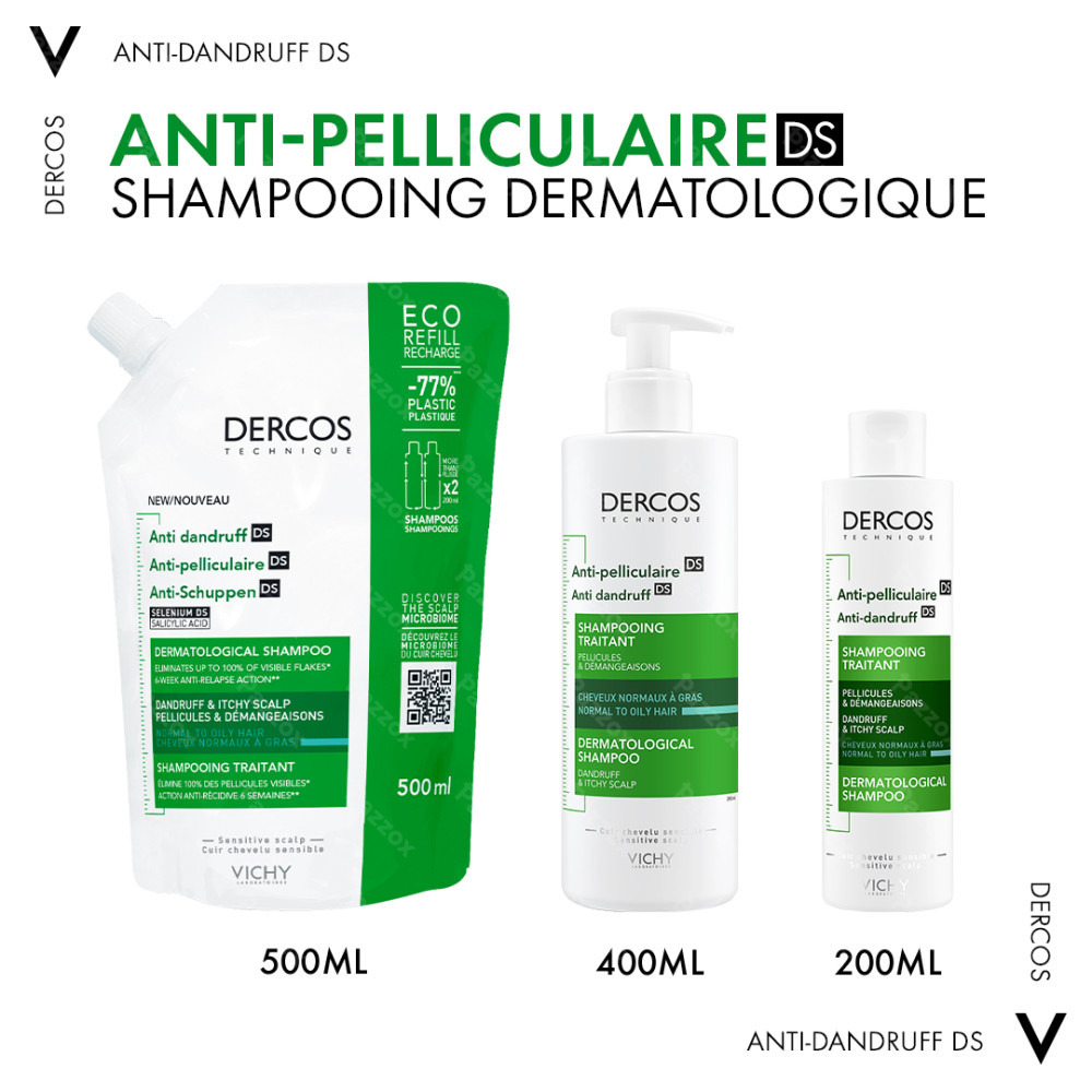 Vichy Dercos Shampoo Anti-Pelliculaire Cheveux Mix Refill 500ml