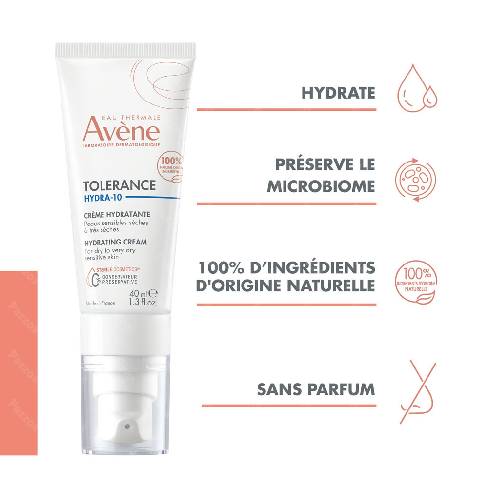 Avène Tolérance Hydra 10 Crème Hydratante, Peau sensible sèche à très sèche 40ml